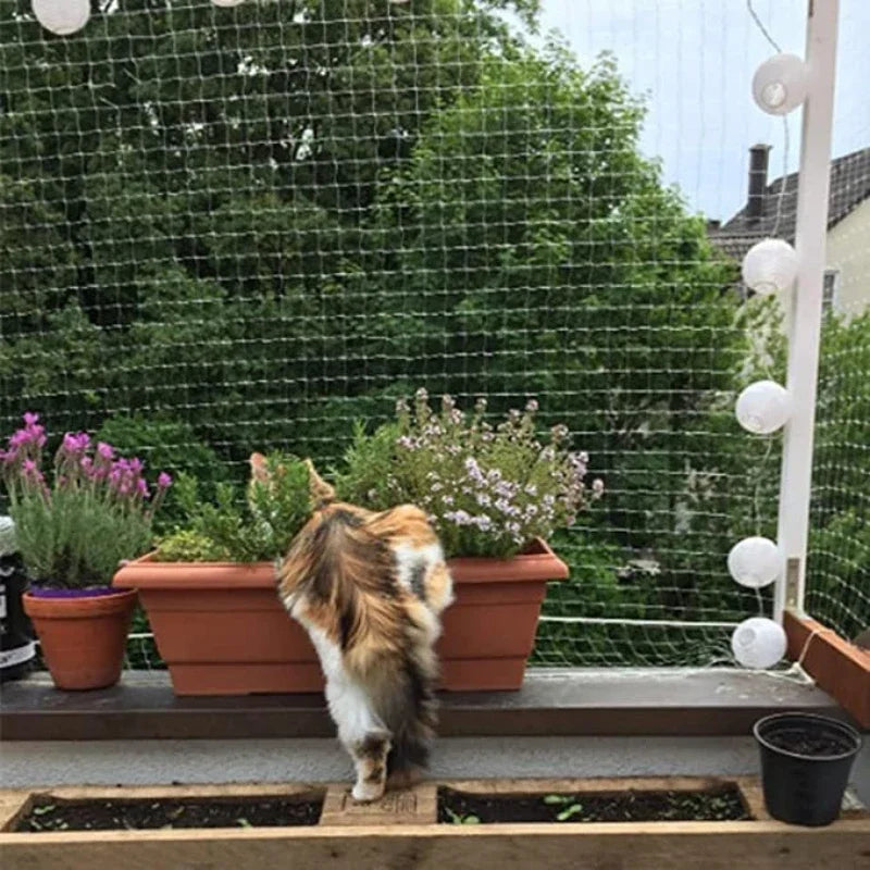 Balcony and Window Pet Safety Net – Transparent Nylon Mesh with Steel Wire Grid – Cat and Small Dog Fall Prevention