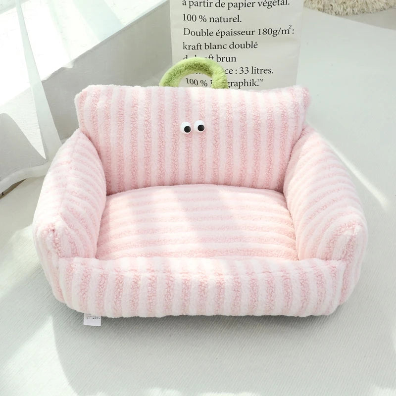 Winter Warm Pet Sofa Bed — Plush Kennel Cushion for Small Dogs & Cats