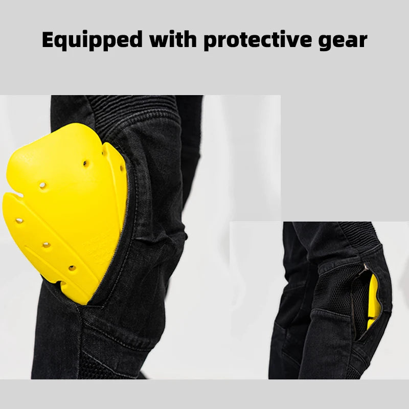 Men's Motorcycle Riding Pants with Removable Armor - Breathable Mesh Touring Motocross Pants (Blue/Black)