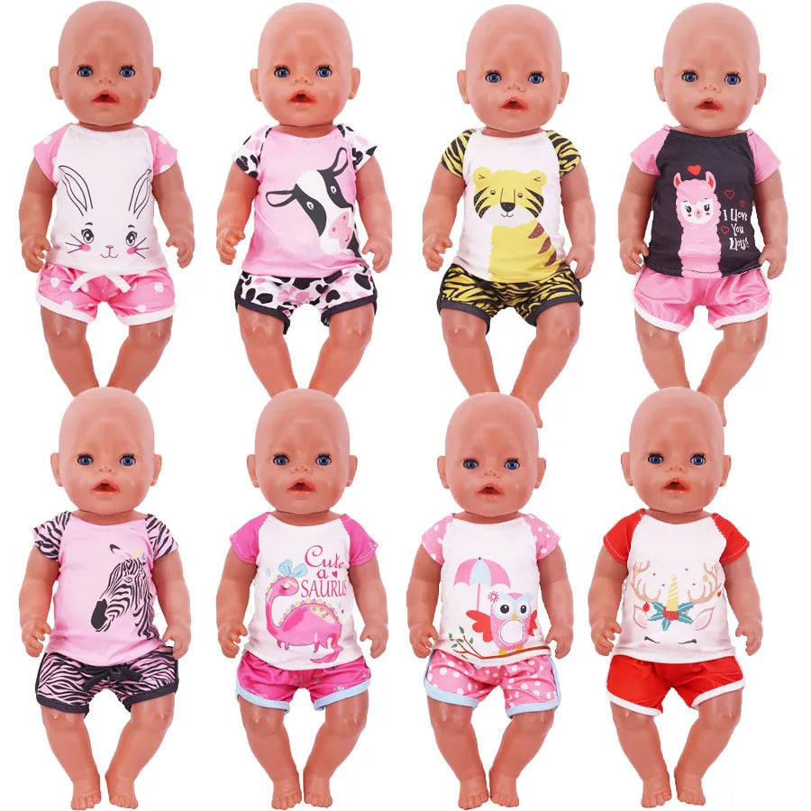 Cute Printed T-Shirt Top for 18-Inch (45.7 cm) & 43 cm Dolls, Short Doll Tee
