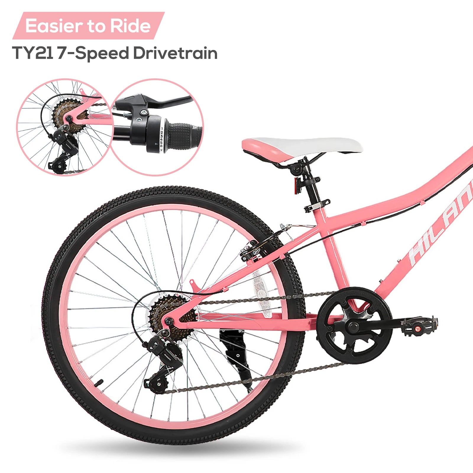 20-Inch Kids Mountain Bike with Front Suspension, Youth Bicycle for Ages 7+, Front V-Brake & Rear Brake — Boys & Girls, Multiple Colors