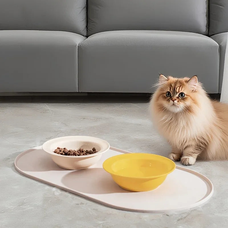 Non-Slip Waterproof Pet Feeding Mat for Cats & Dogs - Silicone Plastic Bowl Mat for Multipet Households