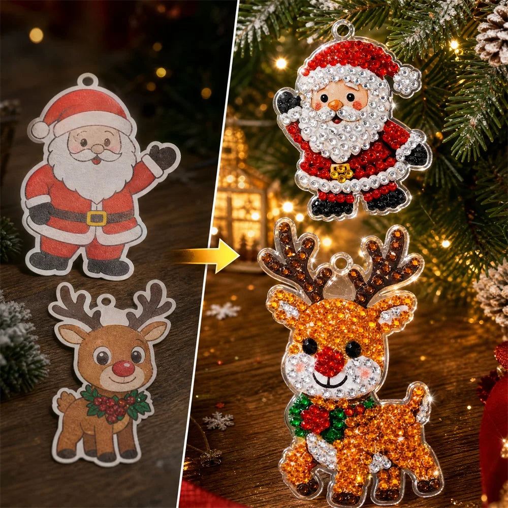 Christmas Advent Calendar DIY 5D Diamond Painting Kit — 24 Acrylic Hanging Ornaments