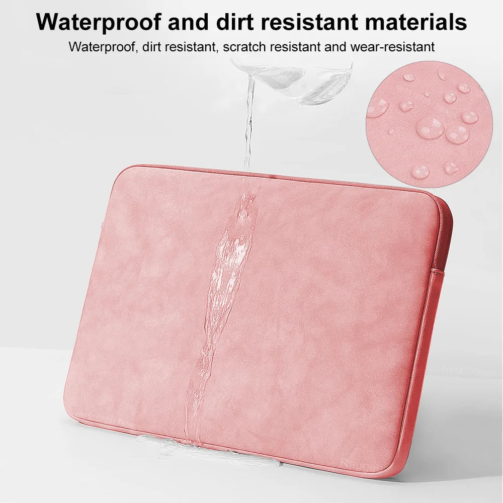 PU Laptop Sleeve Bag - Shockproof Water-Resistant Zipper Case for 12–15.6 in (30–39.6 cm) Laptops, Slim Foam & Fleece Lined