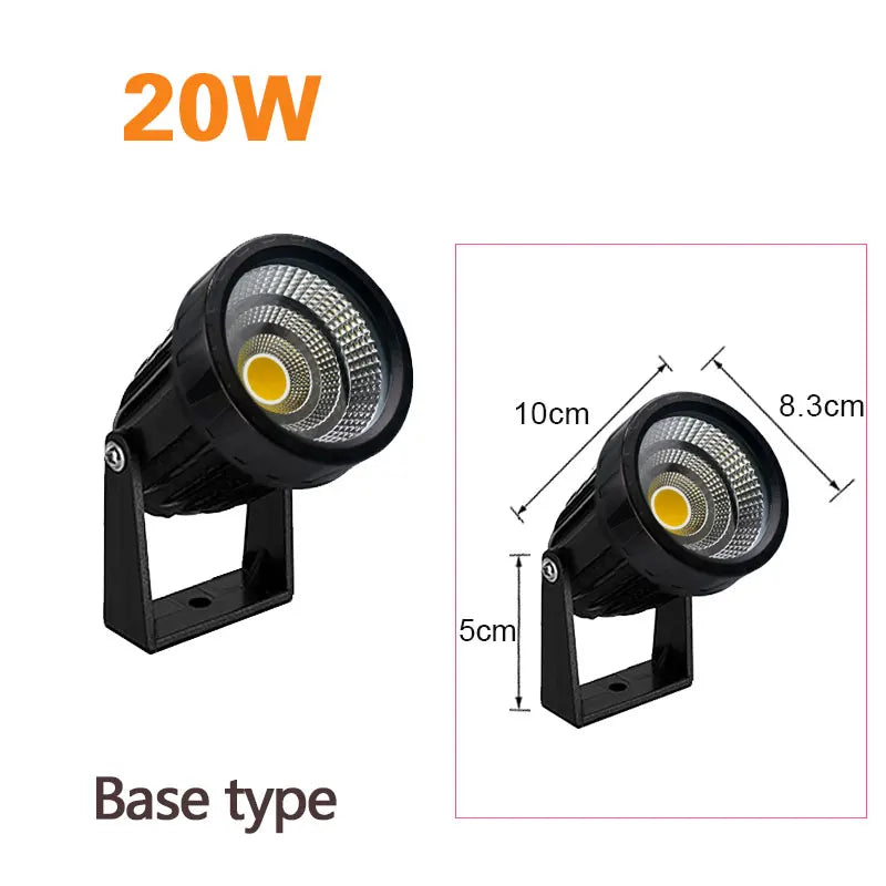 LED COB Spike Garden Path Light - 5W–20W Waterproof Outdoor Lawn Spotlight, AC85–265V / DC12–24V