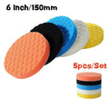 Car Polishing Pad Kit 5/6/7-Inch (12.7/15.2/17.8 cm) Self-Adhesive Buffing Pads 5-Pack Car Detailing Waxing Sponge