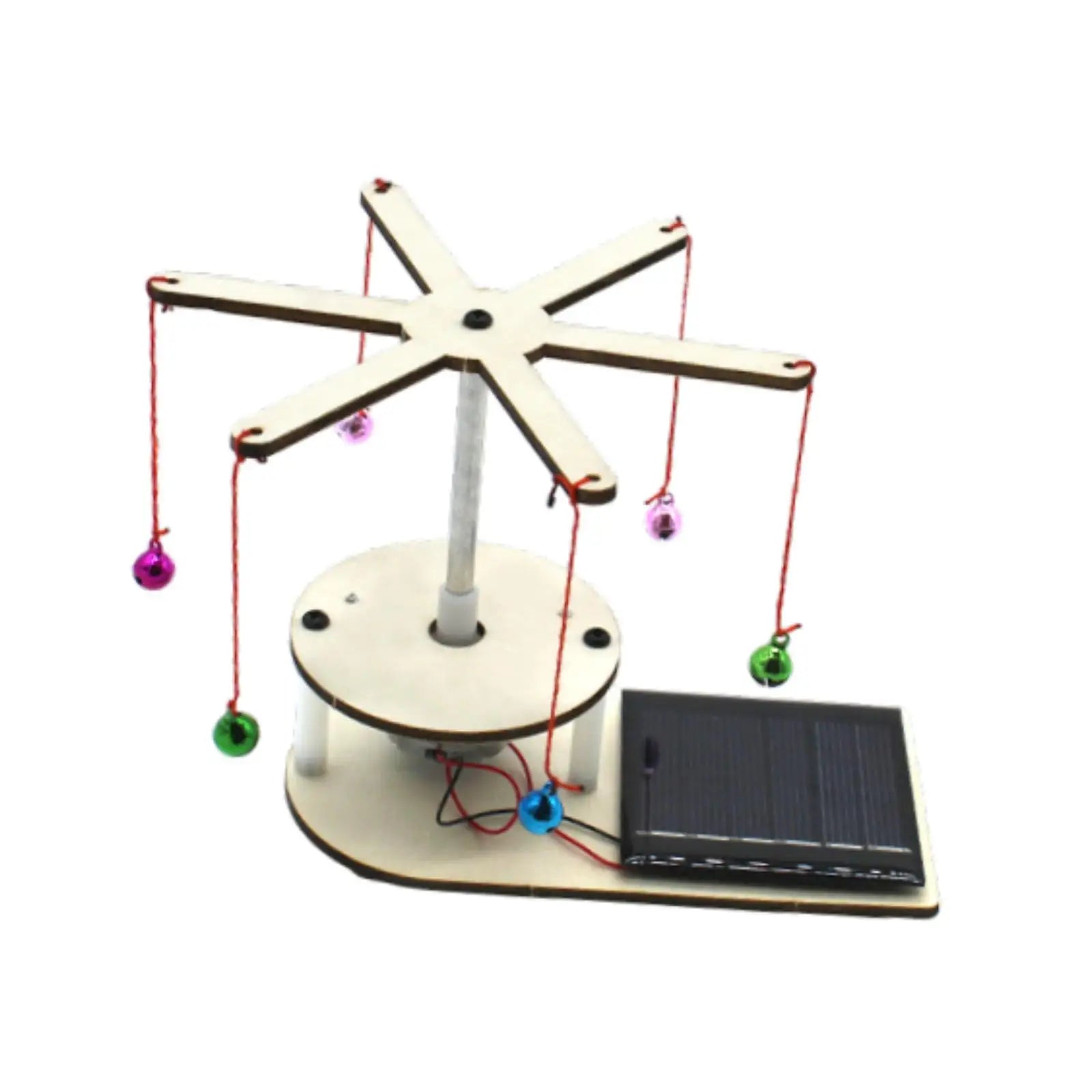 Solar-Powered DIY STEM Wooden Rotating Bell Science Experiment Kit for Kids Ages 3-6