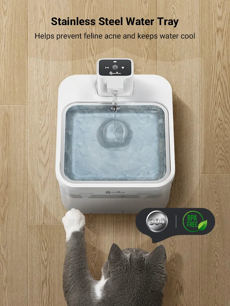 2.5L Automatic Stainless Steel Cat Water Fountain — 4000mAh Rechargeable Wireless Pet Water Dispenser with Motion Sensor
