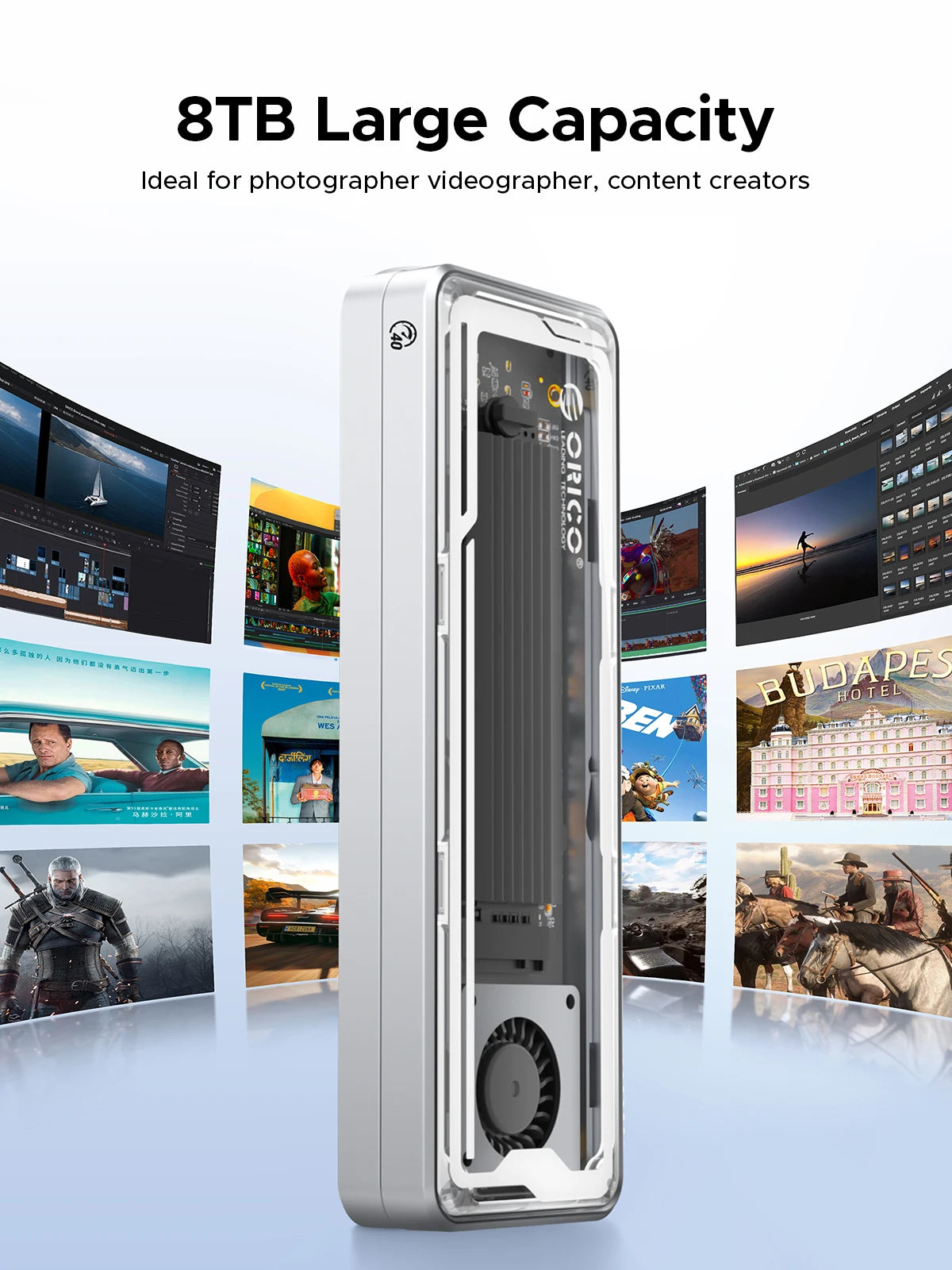 40Gbps USB4 M.2 NVMe SSD Enclosure — 8TB, Aluminum Case with Cooling Fan, PCIe 4.0, Thunderbolt 3/4 Compatible