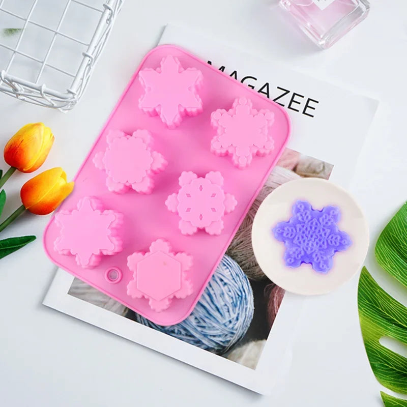 3D Snowflake Silicone Mold for Candle, Soap & Chocolate — DIY Christmas Cake Decorating Mold, Party Gift