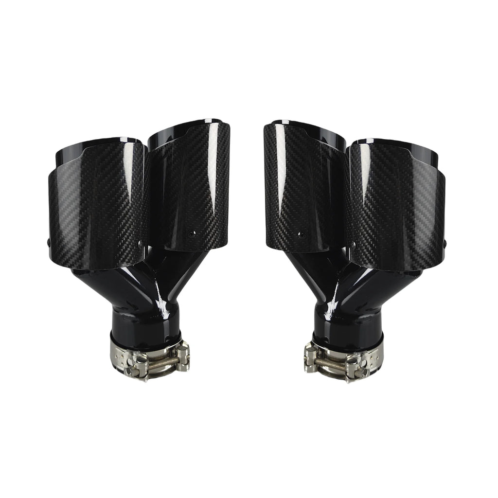 Carbon Fiber 304 Stainless Steel Rear Exhaust Tip Decorative Muffler - Universal Fit