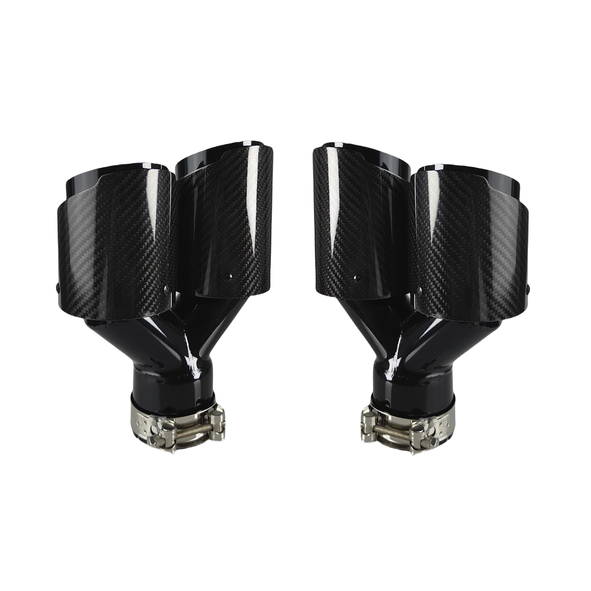 Carbon Fiber 304 Stainless Steel Rear Exhaust Tip Decorative Muffler - Universal Fit