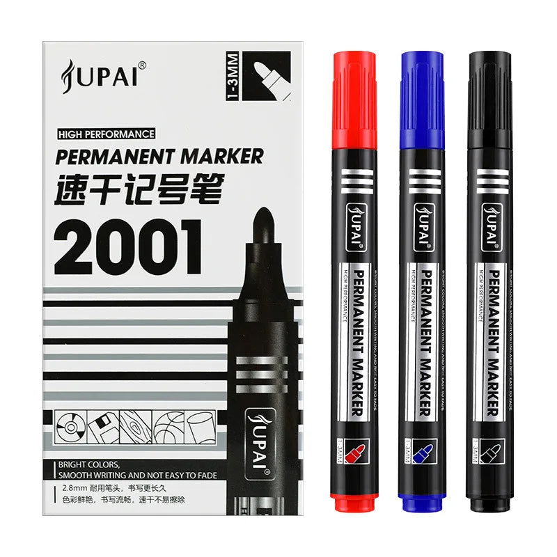 Permanent Fine Tip Marker Pens 1.5mm Waterproof Ink - 3/6 Pack Black Blue Red