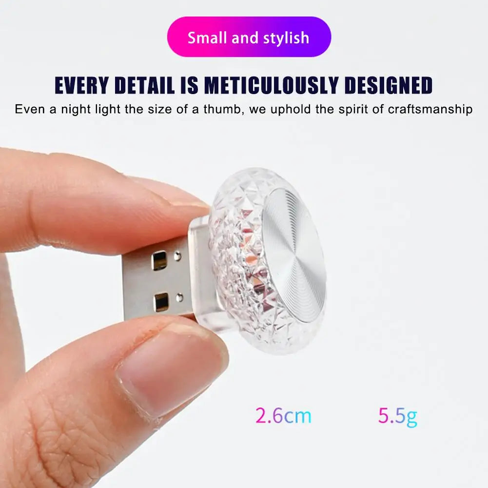 Portable USB LED Ambient Light for Car - Mini Plug and Play Interior Decorative Lamp