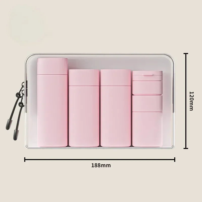 5-Piece Travel Bottle Set – Soft-Touch Refillable Toiletry Dispensers (100ml/3.4oz, 80ml/2.7oz, 50ml/1.7oz, 15ml/0.5oz) – Assorted Colors