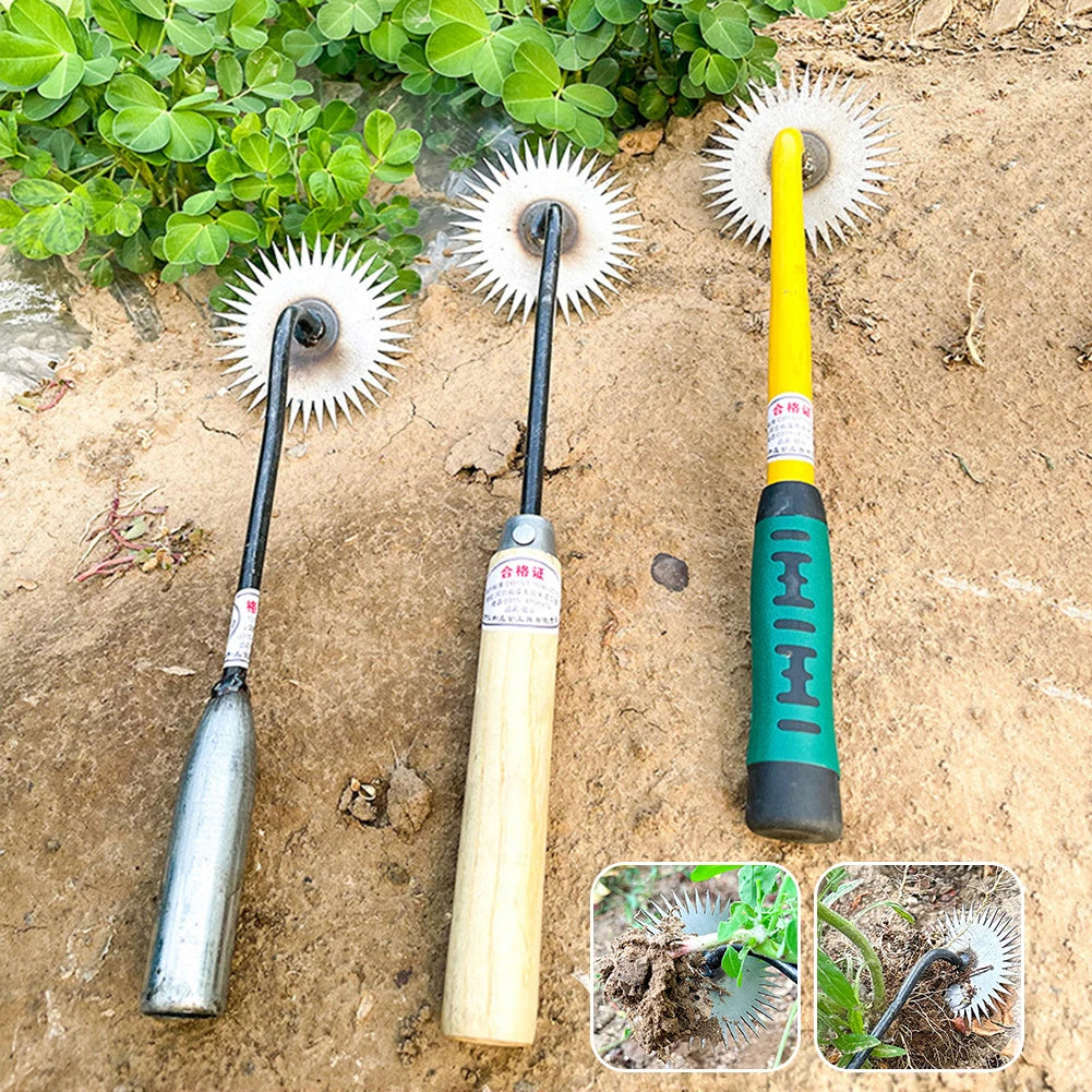 Sunflower Hoe Manual Weed Remover – Heavy-Duty Manganese Steel Garden Weeder with Wooden Handle