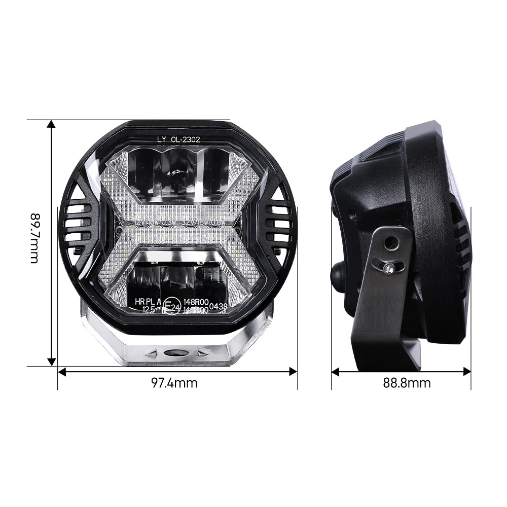 4-Inch (4 in / 102 mm) LED Work Light Amber DRL 9-32V Spot Beam - Off-Road Spotlight for Jeep Truck SUV ATV Boat Tractor