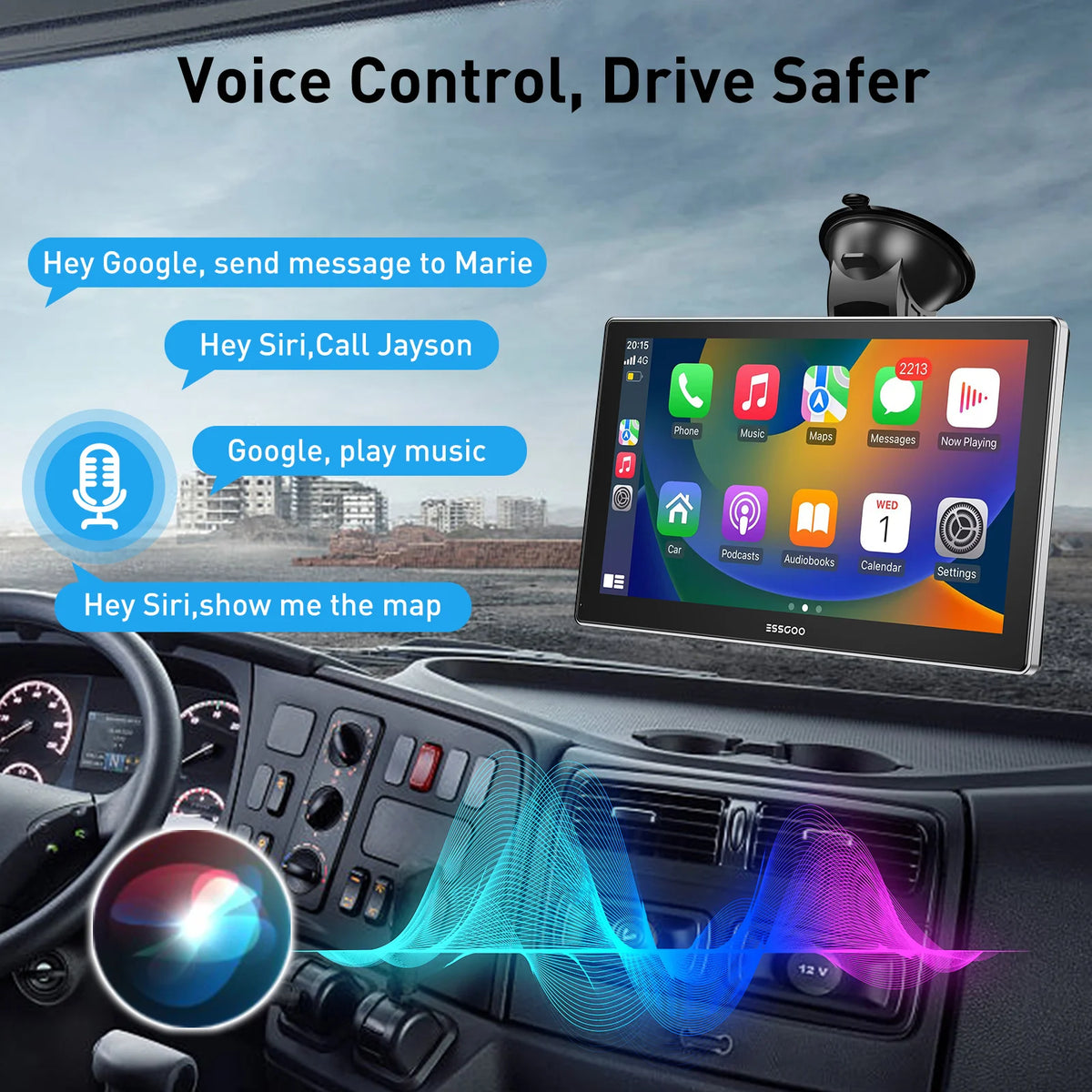 9-Inch (22.9 cm) CarPlay Player Wireless Android Auto Bluetooth Touchscreen MP5 Car Radio Voice Control