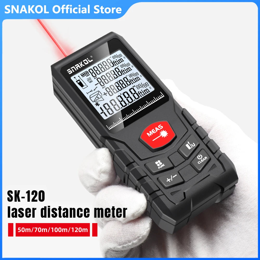 Digital Laser Distance Meter Rangefinder – Professional Laser Tape Measure 50m/70m/100m/120m (0.16–394 ft)