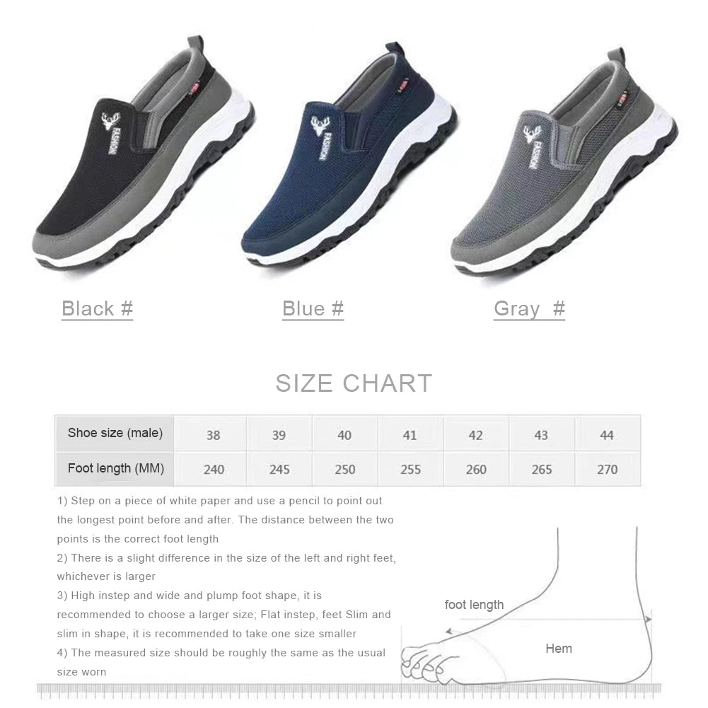 Men's Orthopedic Breathable Slip-On Travel Shoes Non-Slip Comfortable Walking and Hiking Sneakers