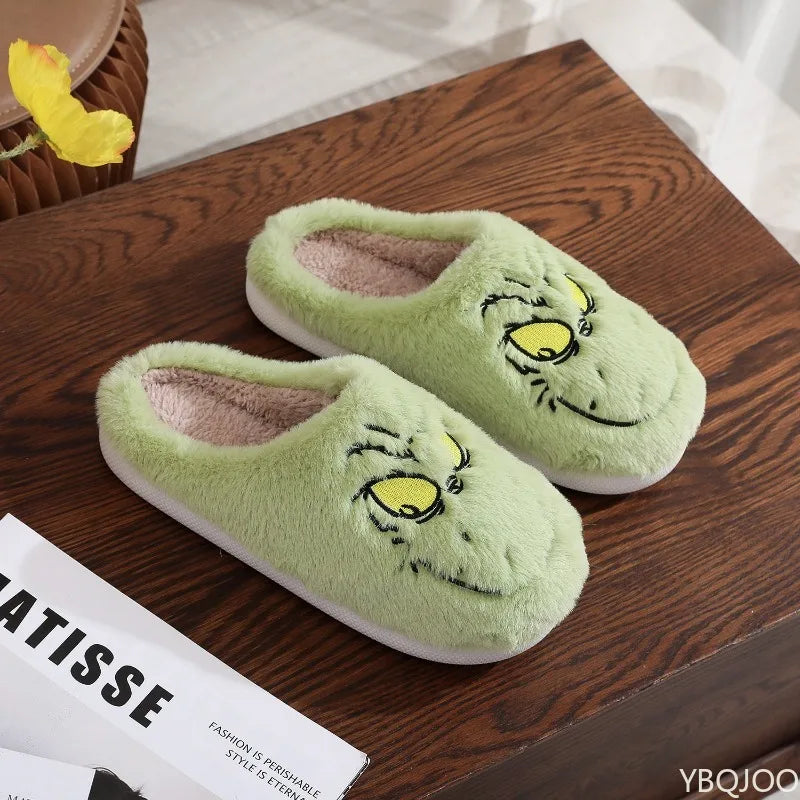 Plus Size Women's Plush Monster Furry Indoor Slippers - Warm Non-Slip Flat House Shoes