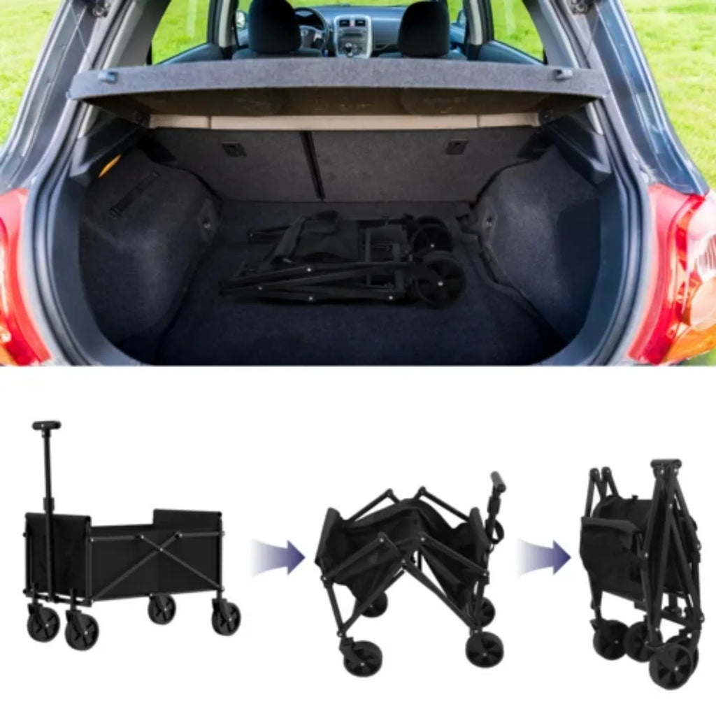 Folding Collapsible Utility Wagon Cart - Portable Handcart for Garden, Picnic, Beach & Shopping