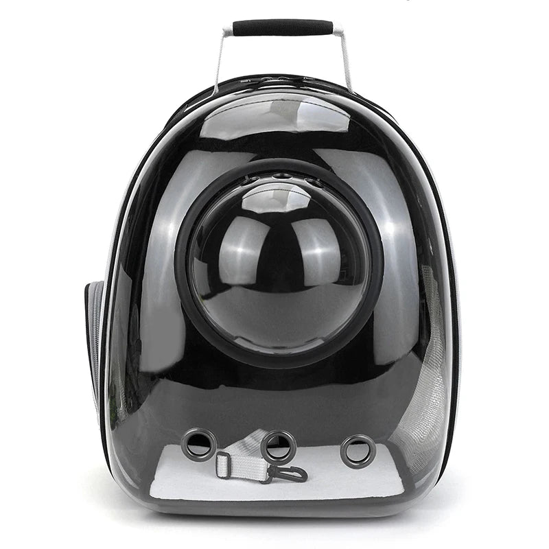 Transparent Bubble Pet Backpack Carrier — Space Capsule Design with Ventilation & Side Pocket | 35 x 25 x 42 cm (13.8 x 9.8 x 16.5 in) — For Cats & Small Dogs