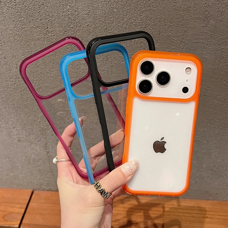 Transparent Acrylic Shockproof Bumper Case for iPhone 13/14/15/16/17/18 Pro Max - Clear Back Cover