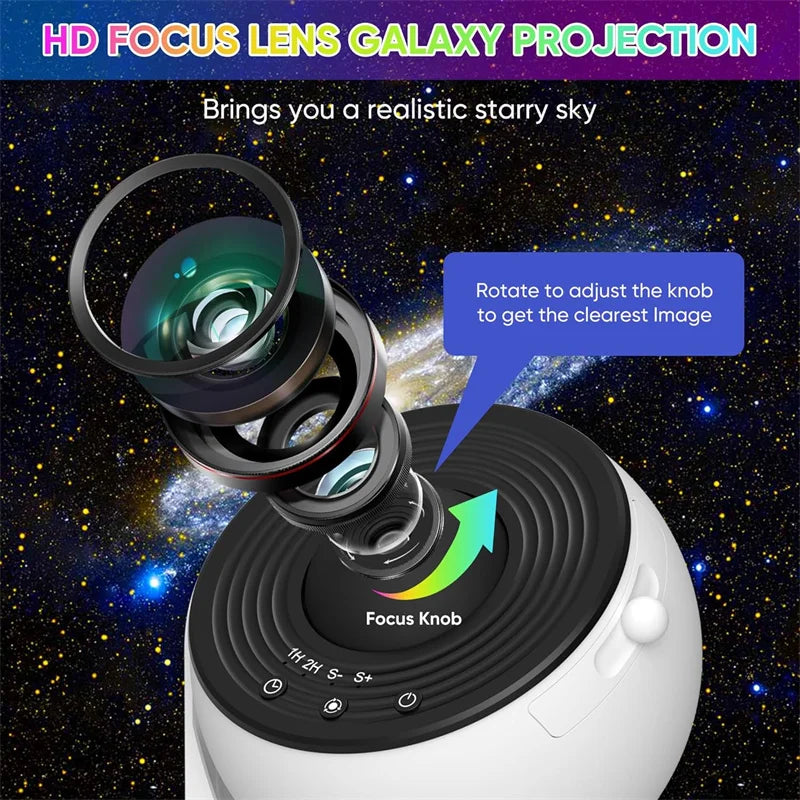 LED Galaxy Starry Sky Projector Night Light 360° Rotating Planetarium Lamp for Kids Room & Bedroom