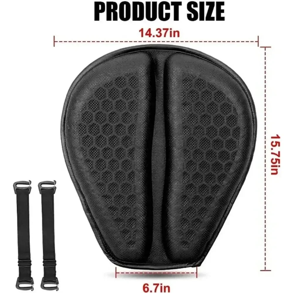 Motorcycle Seat Cushion 3D Honeycomb Gel Pad Anti-Slip Pressure Relief 15.75 x 14.37 in (40 x 36.5 cm)
