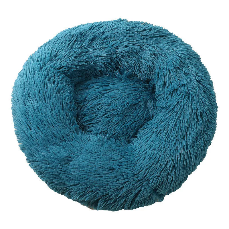 Round Plush Pet Bed 40–100cm (15.7–39.4 in) — Super Soft Long Plush Dog & Cat Bed, Winter Warm Nest