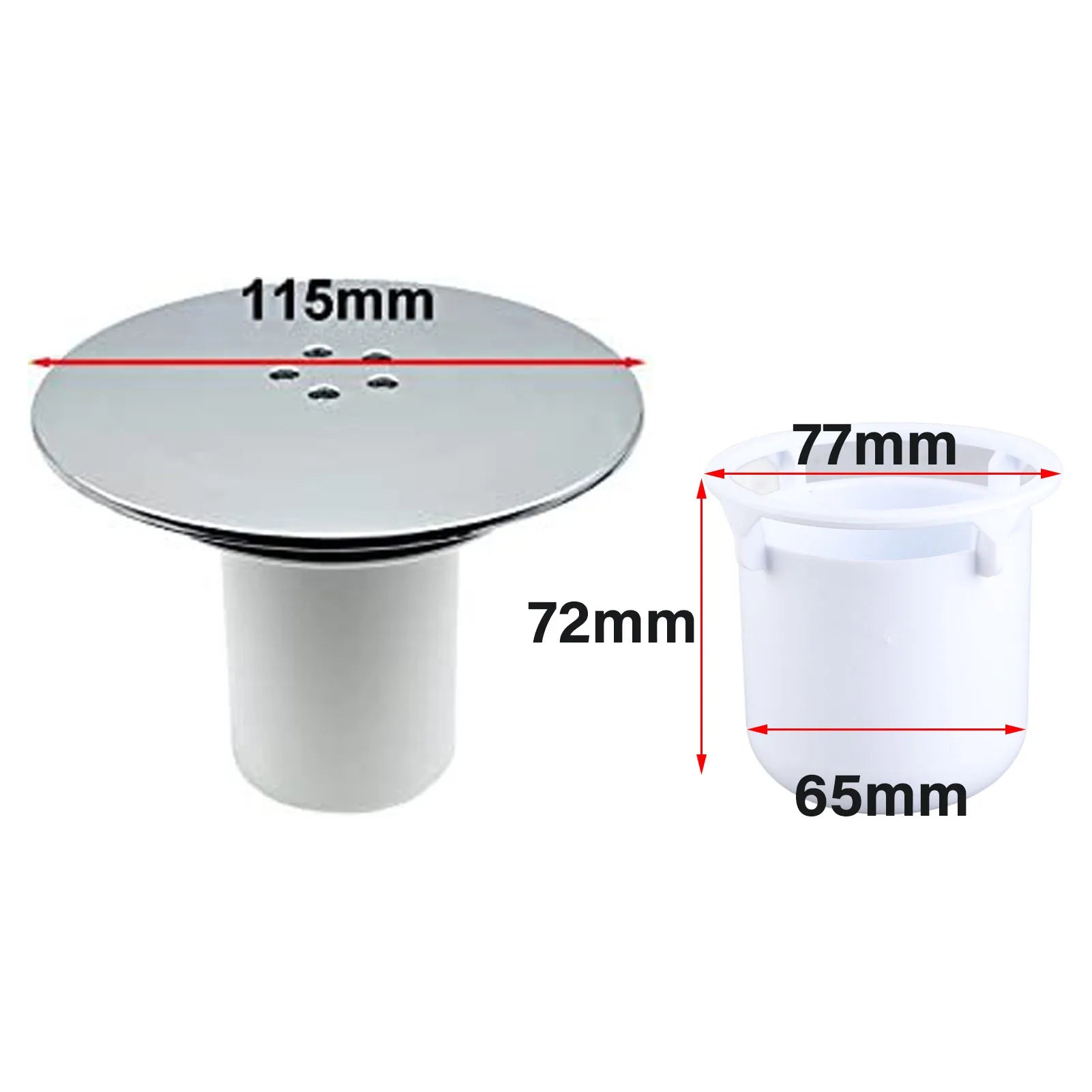 90mm Shower Drain Cover Chrome-Plated Hair Trap Plug Fast Drain Odor Seal