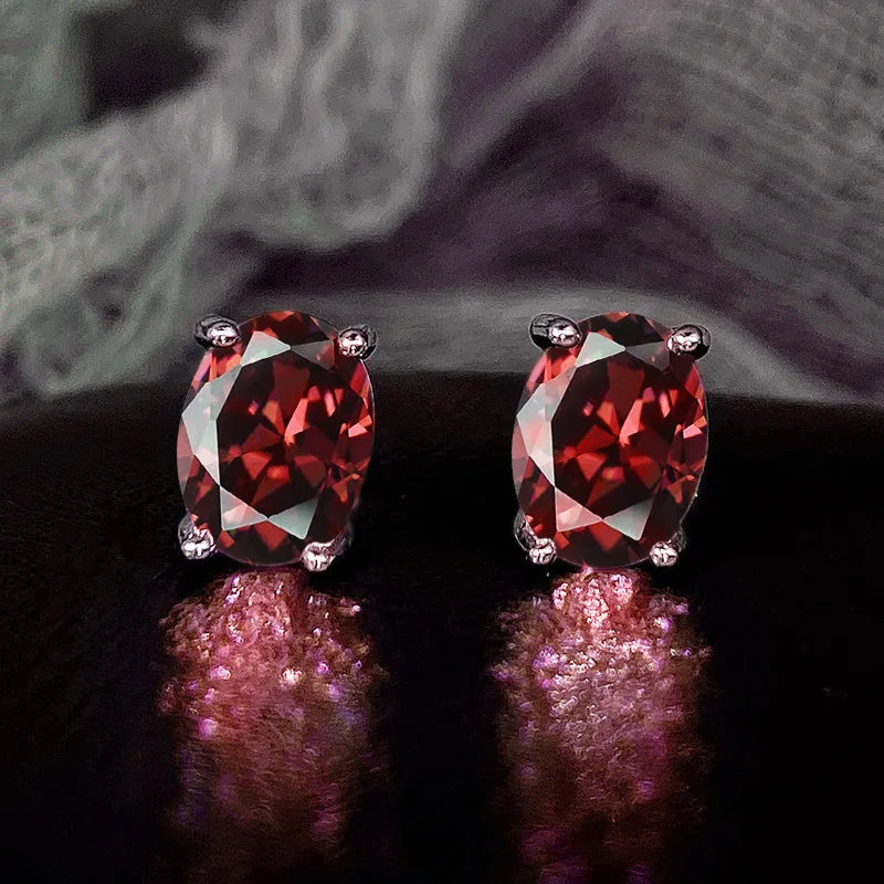 Oval Cubic Zirconia Four-Claw Stainless Steel Stud Earrings for Women - No-Fade Jewelry Gift