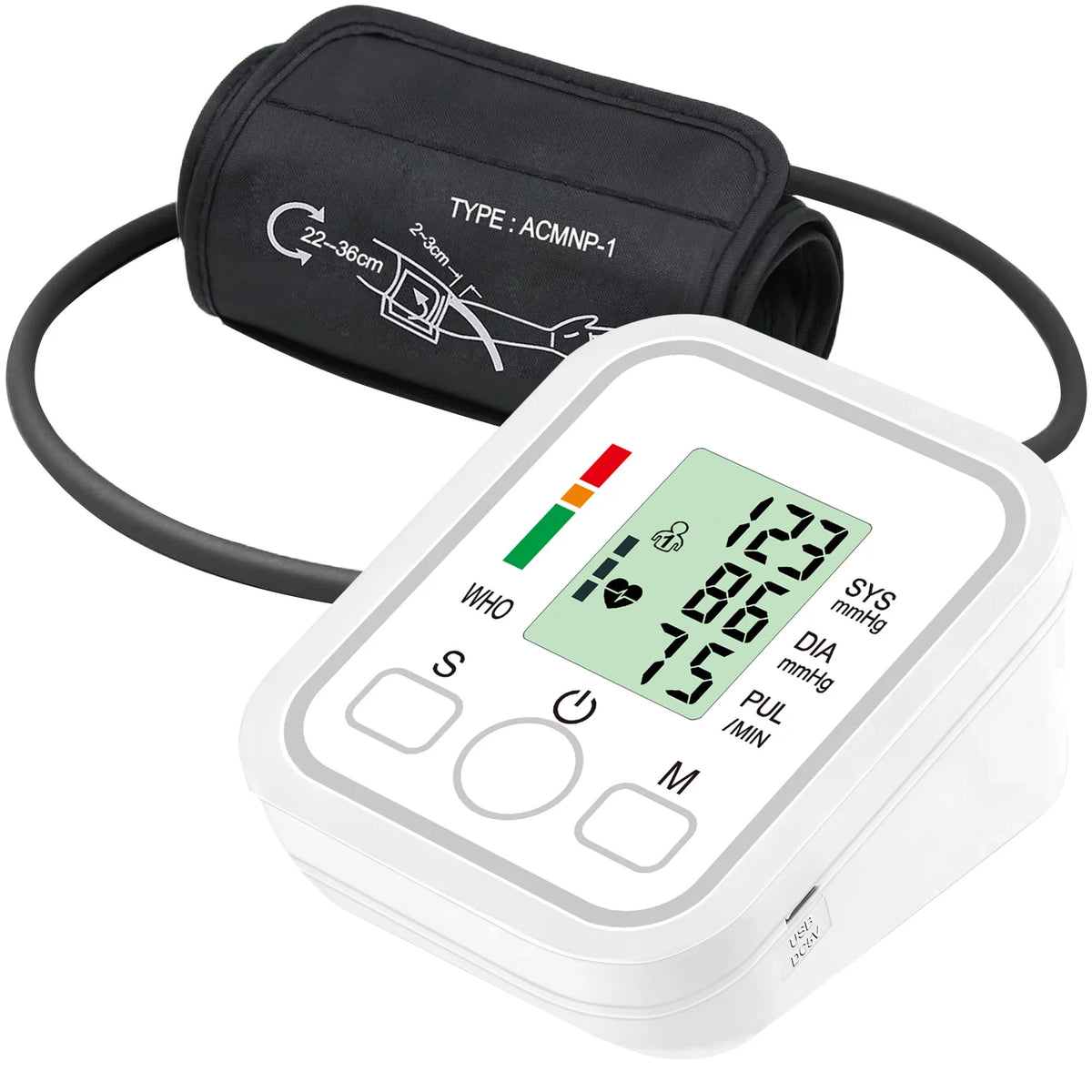 Digital Upper Arm Blood Pressure Monitor with Large LED Display Automatic Home BP Cuff