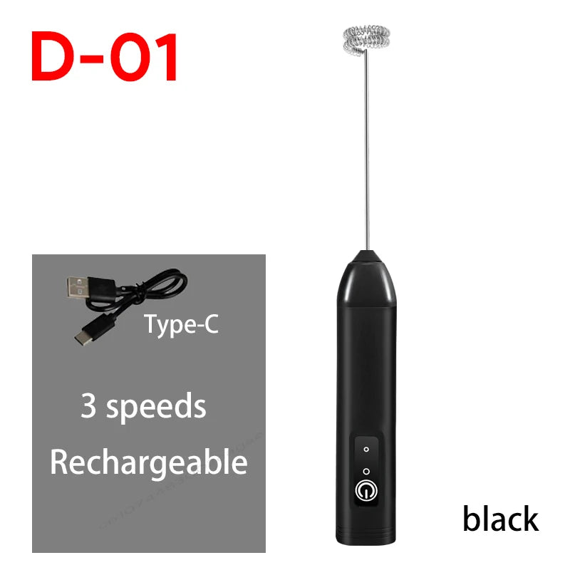 Wireless Electric Milk Frother & Egg Beater — USB-C Rechargeable Handheld Coffee Whisk, 3-Speed Mini Foam Maker
