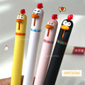 4-Pack Cute Chicken Rotating Ballpoint Pens 0.5mm Black Ink Novelty Press-Top Smooth Writing