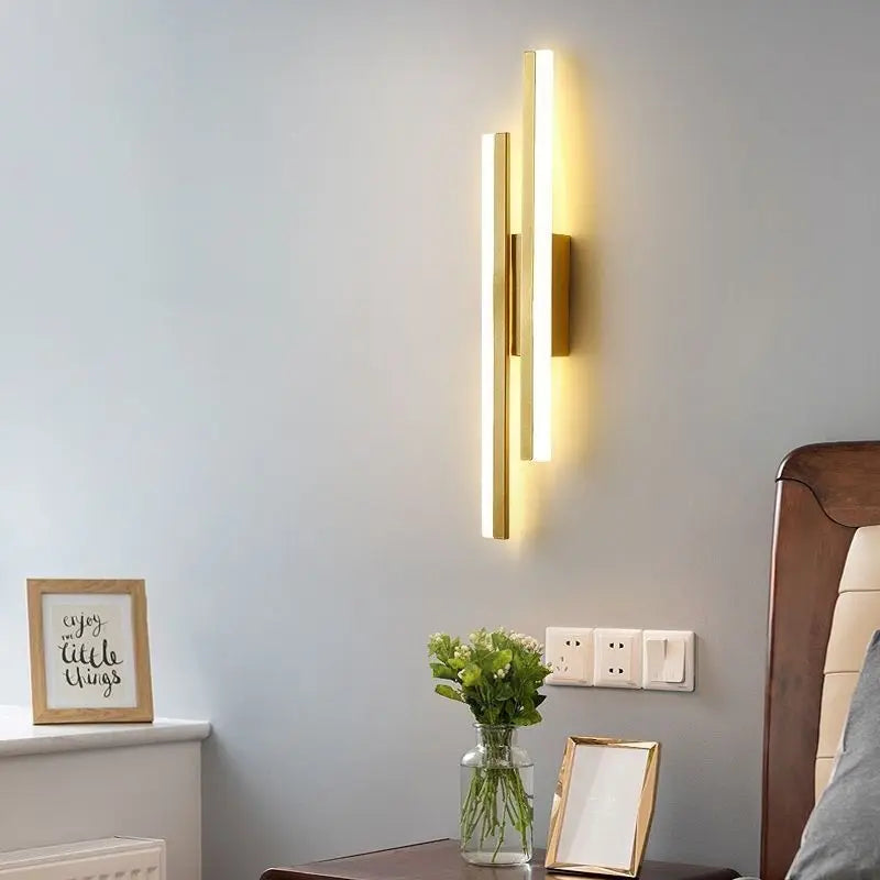 Modern Dimmable LED Wall Sconce 50 cm x 8 cm (19.7 in x 3.1 in) Acrylic Shade Bedside Wall Lamp – Gold / Black