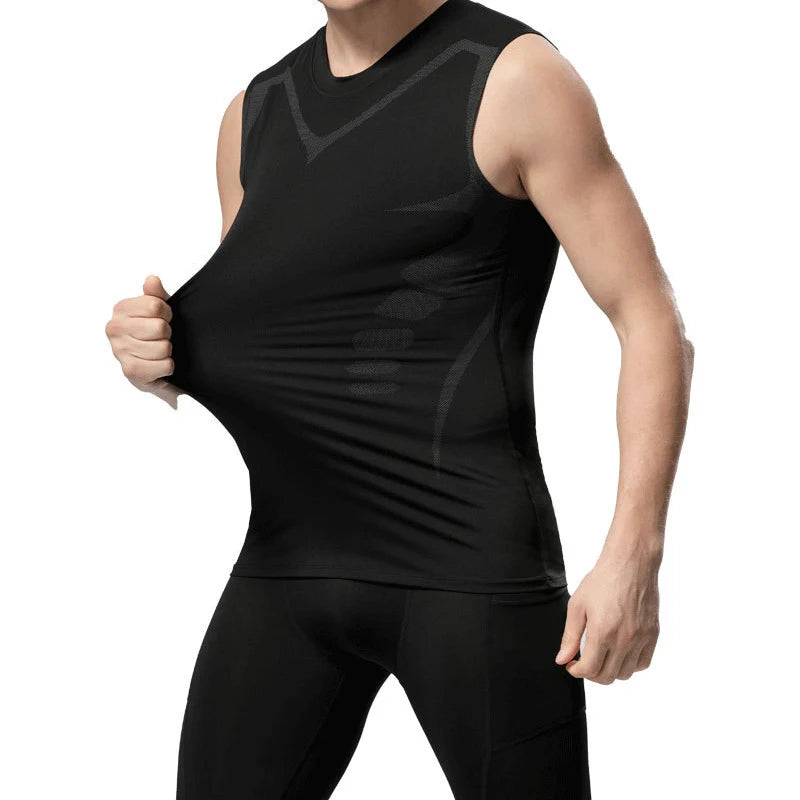 Men's Sci-Fi Print Quick-Dry Tank Top Vest - Black V-Neck Athletic Beach & Gym
