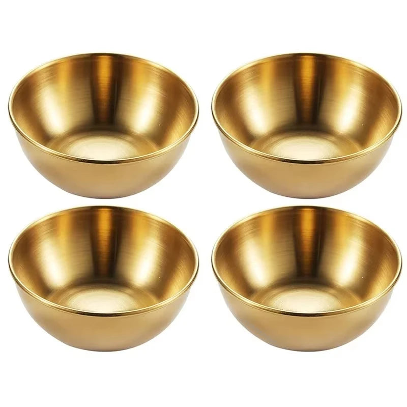 Stainless Steel Sauce & Appetizer Dishes Set — Gold or Silver Condiment Plates 8 x 8 x 3 cm (3.15 x 3.15 x 1.18 in)
