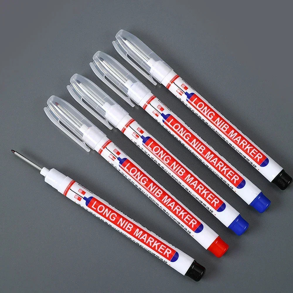 20mm Long-Head Deep Hole Marker Pens - Waterproof Fast-Dry Oil Markers for Wood, Metal & Glass (Red/Black/Blue/Green)