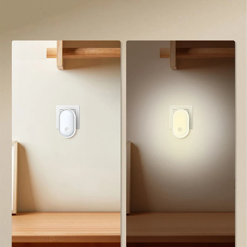 Plug-in LED Wall Night Light (EU Plug) - Dimmable Light Sensor, Energy-Saving Night Light for Bedroom, Hallway & Nursery