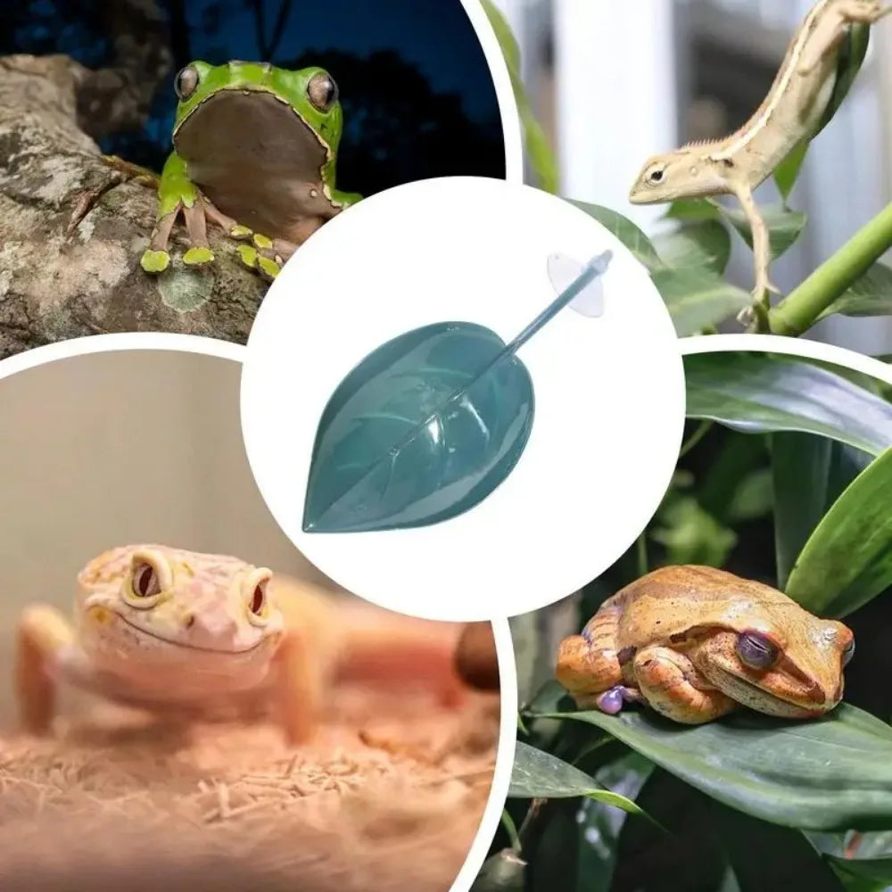 Frog Habitat Leaf Suction Cup Reptile Basking and Resting Terrace Tank Accessory Simulated Leaf for Geckos