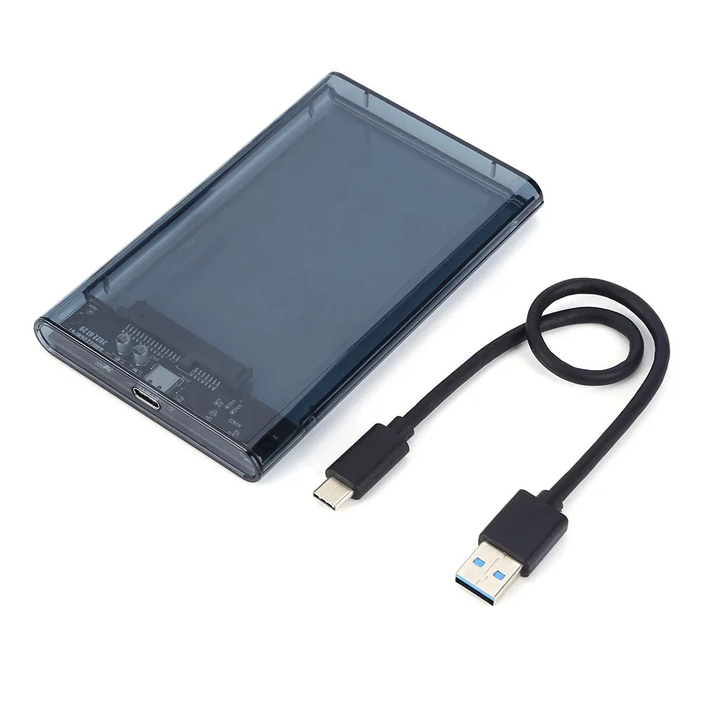 2.5-Inch SATA to USB Hard Drive Enclosure — Transparent Tool-Free Case, USB 3.0 UASP, Type-C/Micro USB Compatible (Up to 4TB)