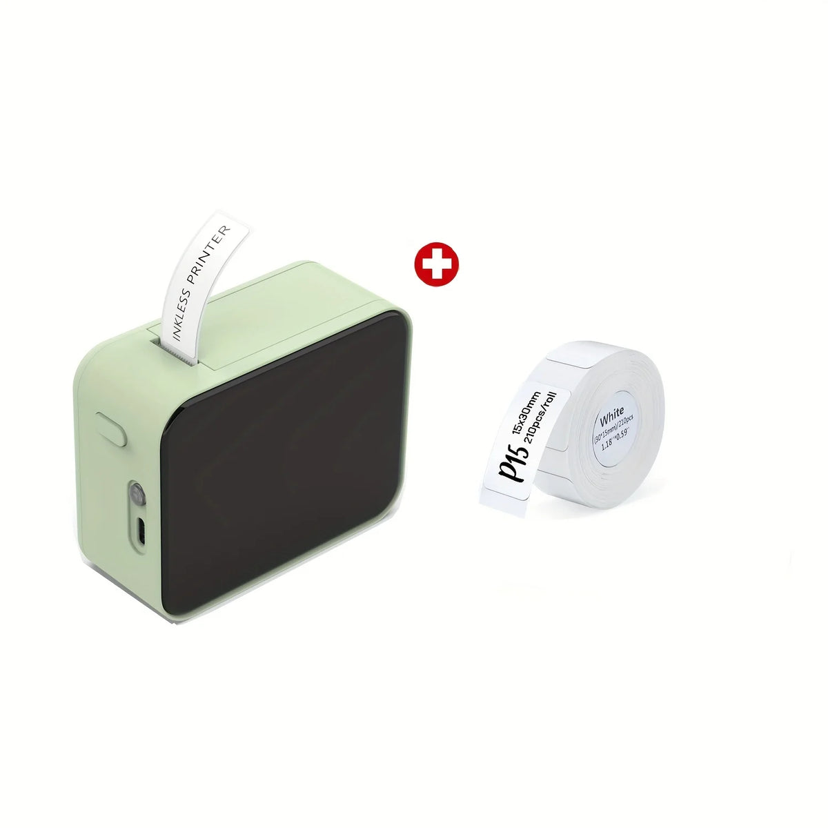 Mini Bluetooth Thermal Label Printer Portable Inkless 15mm (0.59in) Rechargeable Type-C