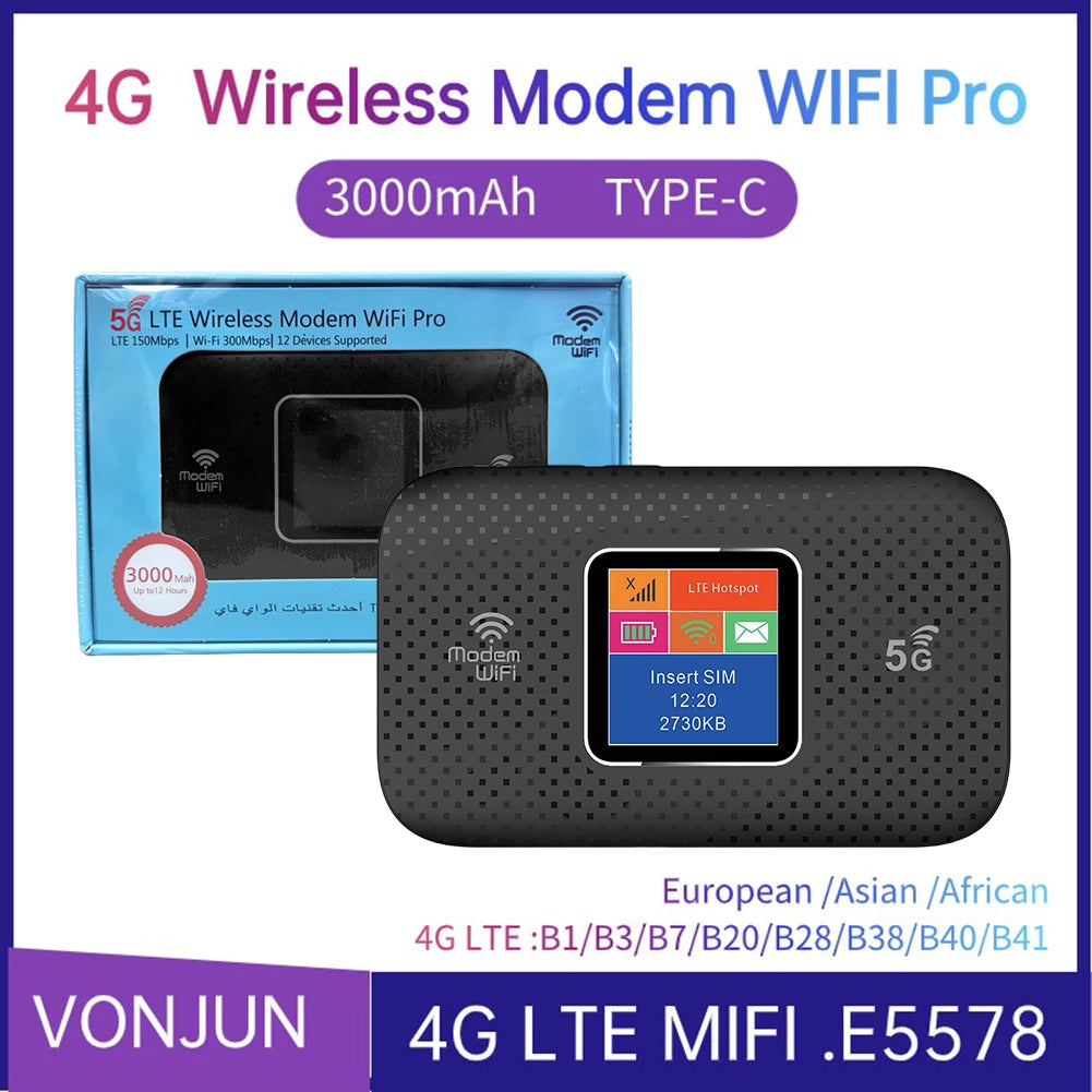 4G LTE Pocket Mobile WiFi Hotspot 150Mbps 2100mAh Portable SIM Slot Router for Travel & Car