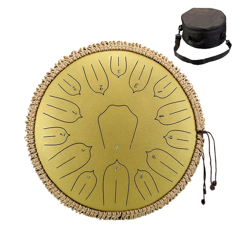 13-Inch (32 cm) 15-Note D-Tone Steel Tongue Drum Glucophone Handpan Percussion