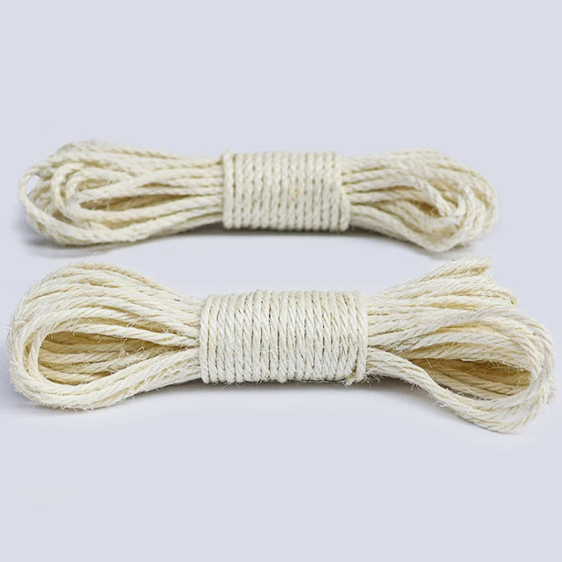 Natural Sisal Cat Scratching Rope for Cat Trees and Posts — 4mm/6mm x 10/20/50m (33/66/164ft)