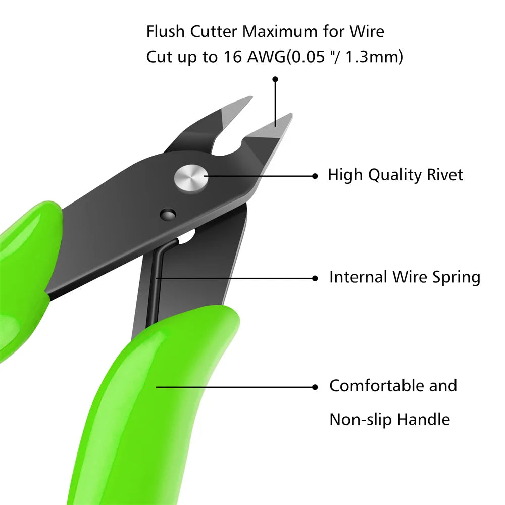 Mini Flush Cutters 1-Pack 125mm (4.9in) Carbon Steel Side-Cutting Pliers for Electronics, Jewelry & Model Making
