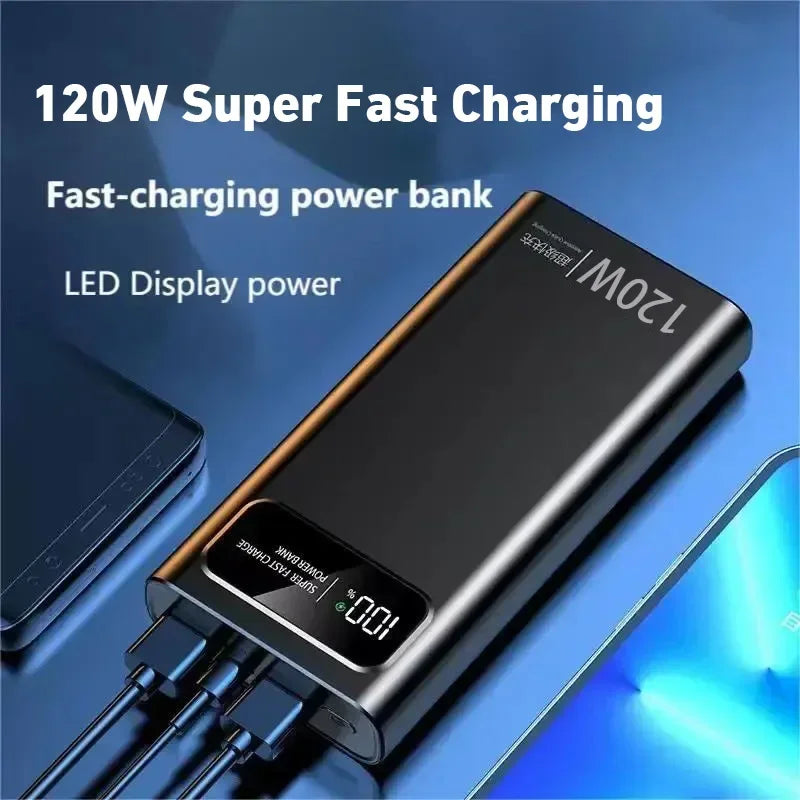 50,000mAh 120W Portable Power Bank with LED Digital Display — Fast Charging for iPhone Samsung Huawei