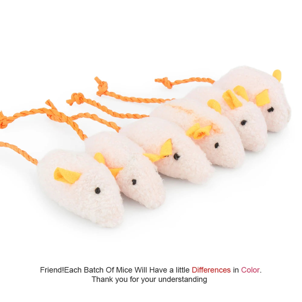 6-Pack Catnip Plush Mouse Toys for Cats & Kittens, 2.2 in (5.5 cm) Interactive Catnip Mice – Mixed Colors